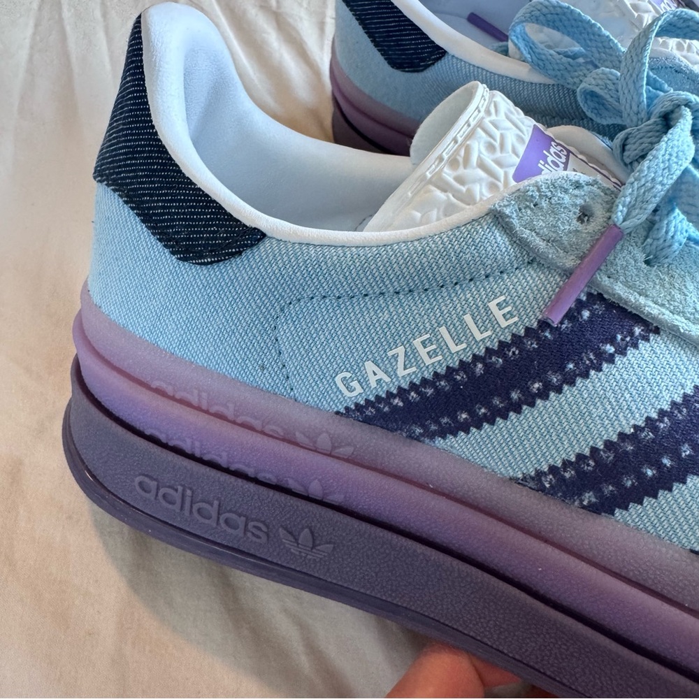 Adidas Women's Gazelle Blue and Purple Sneakers - Picture 6 of 11